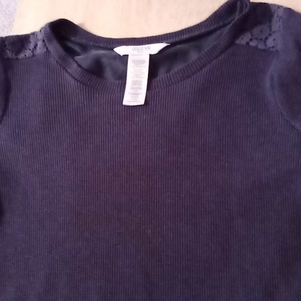 Blue Long Sleeve Shirt With Lace